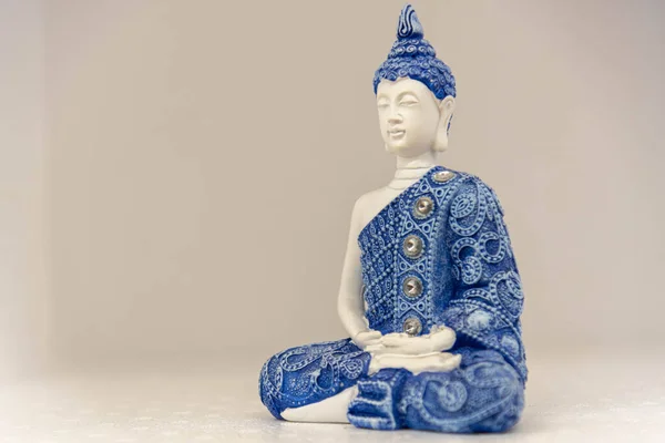 Blue Buddha Image White Background Buddhism Spirituality Religion Meditation Image Rechtenvrije Stockafbeeldingen