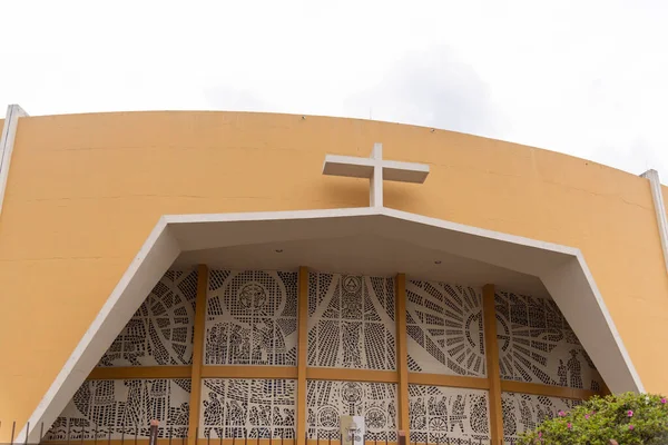 Facade Basilica Medianeira Santa Maria Brazil Catholic Church Pilgrimage Temple — Stock Photo, Image