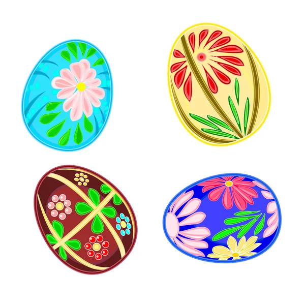 Huevos de Pascua con patrón floral — Vector de stock