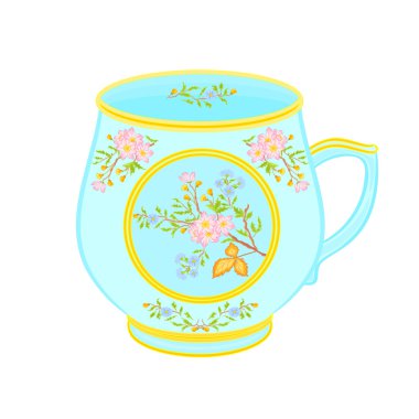 çiçek desenli bölümü çay servisi porselen kupa