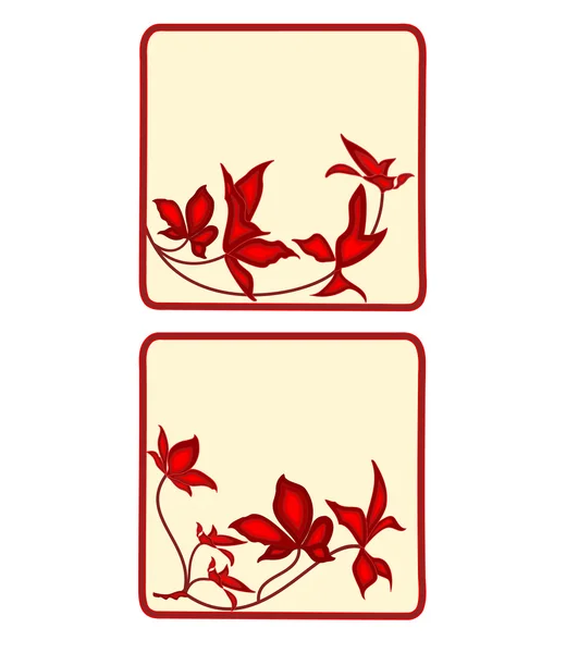 ボタン バナー名刺赤い花を持つ正方形 — ストックベクタ