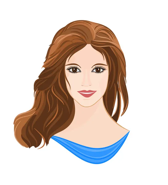 Chica con el pelo castaño largo — Vector de stock