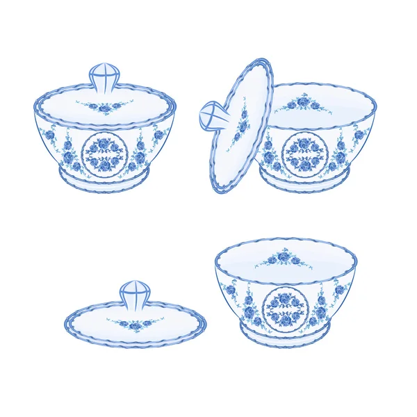 糖瓷器碗彩陶的一部分 — 图库矢量图片