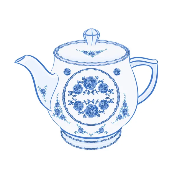 Teapot faience part of porcelain — Stock Vector