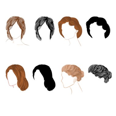 saç doğal ve siluet vektör