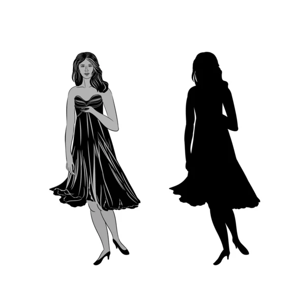 Silhouette  girl vector — Stock Vector