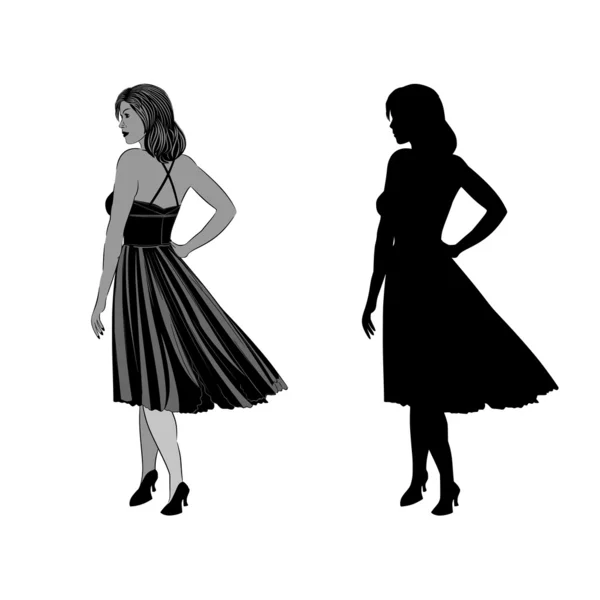 Silhouette  girl vector — Stock Vector