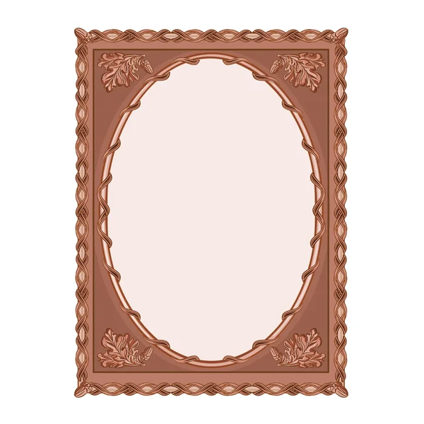 Wooden  frame carved oak leaf vector illustration — Stock Vector