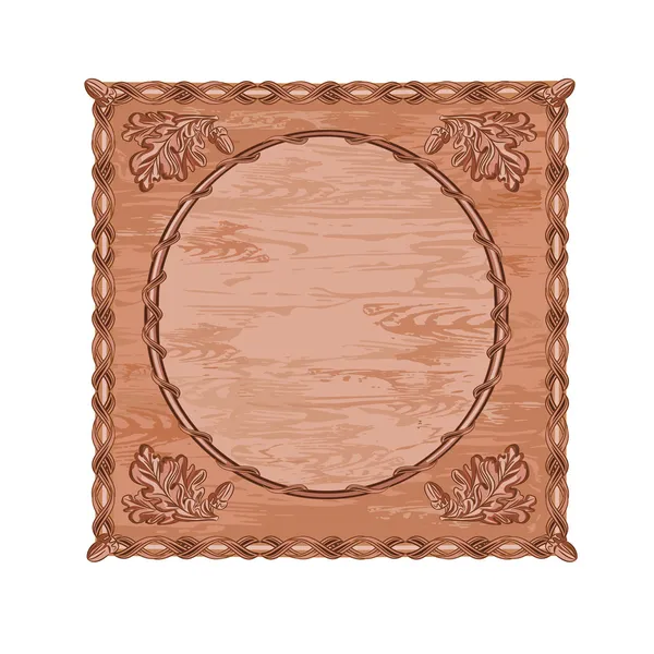 Decorative frame oak woodcarving hunting theme vector — Stock Vector