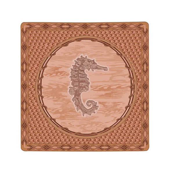 Seahorse woodcut vector illustration — Stock Vector