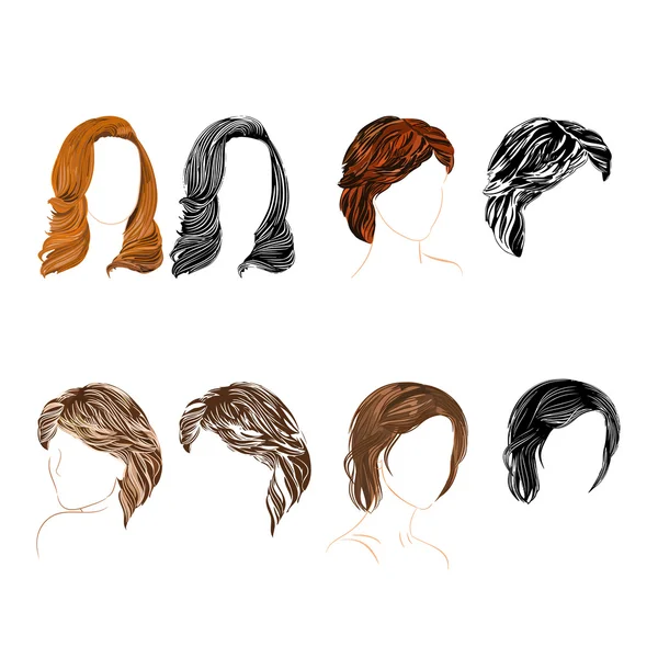 saç doğal ve siluet vektör