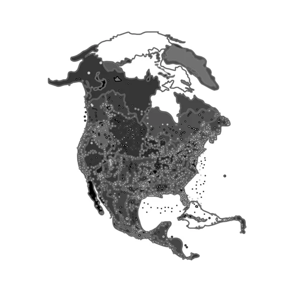 North America at night as engraving vector — Stock Vector