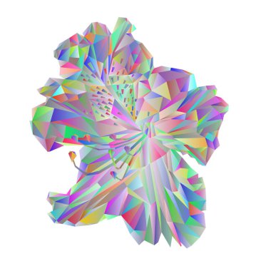 Çiçek rengi basit rododendron çokgenleri Dağ ilkbahar çalı vektör çizimi