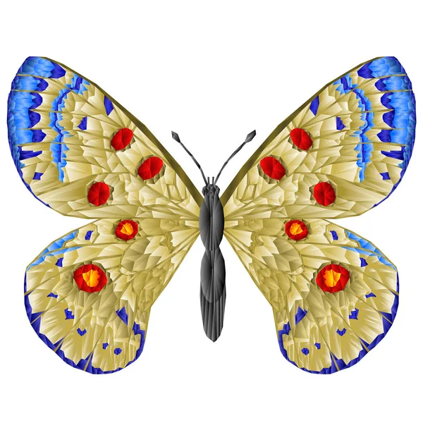 Πεταλούδα Parnassius Όμορφο Λιβάδι Και Δάσος Έντομο Πολύγωνα Διανυσματική Απεικόνιση — Διανυσματικό Αρχείο