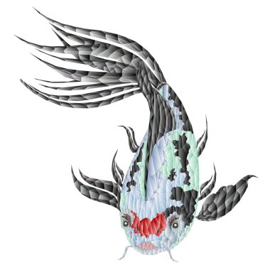 Balık koi sazan çokgenler vektör illüstrasyon düzenlenebilir el çizimi