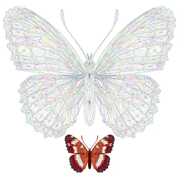 Mariposa Limenitis Camilla Hermoso Prado Bosque Insecto Contorno Multicolor Polígonos — Archivo Imágenes Vectoriales