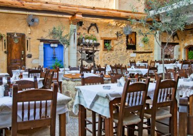 Yunan açık hava restoranı. Hanya. Girit. Yunanistan