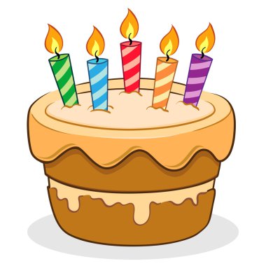 Birthday Cake Vector Cartoon Illustration