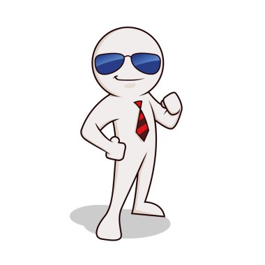 Businessman Character Acting Cool Wearing Sunglasses