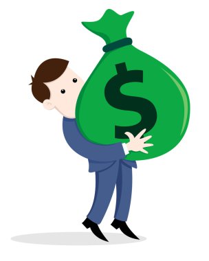 Businessman Holding Huge Bag of Money