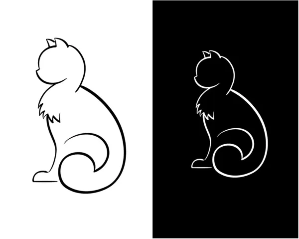 Black and white Cats Vector Cartoon — ストックベクタ