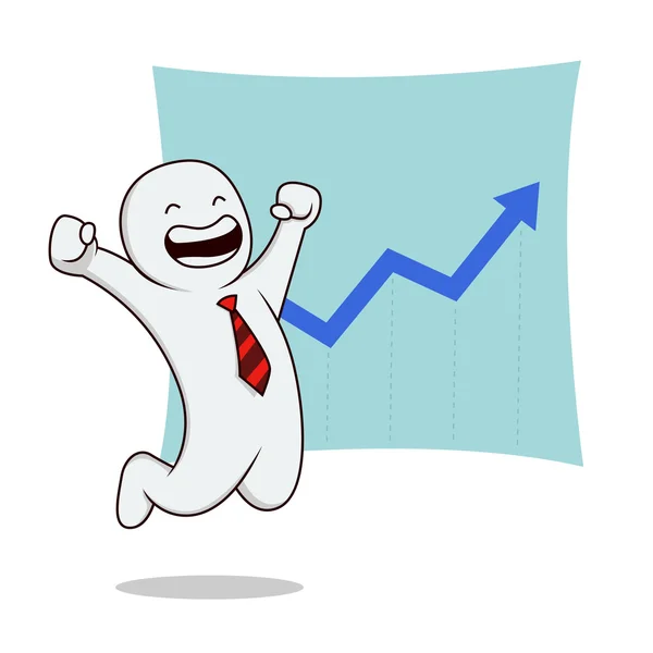 Empresário bem sucedido personagem saltando e sorrindo — Vetor de Stock