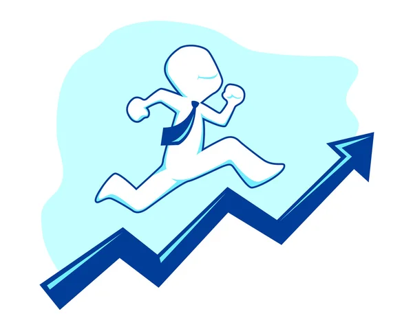 Businessman Character Running on a Climbing Sales Graphic — Stockový vektor