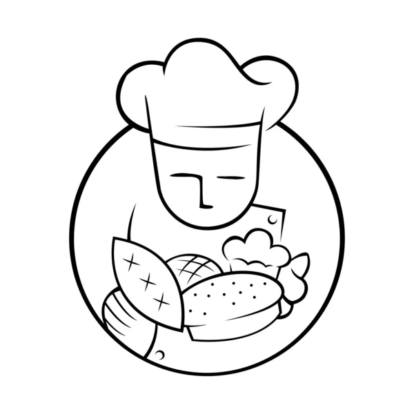 Chef de panadería con mucho pan — Vector de stock