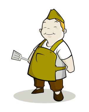 şişman Şef bir spatula holding