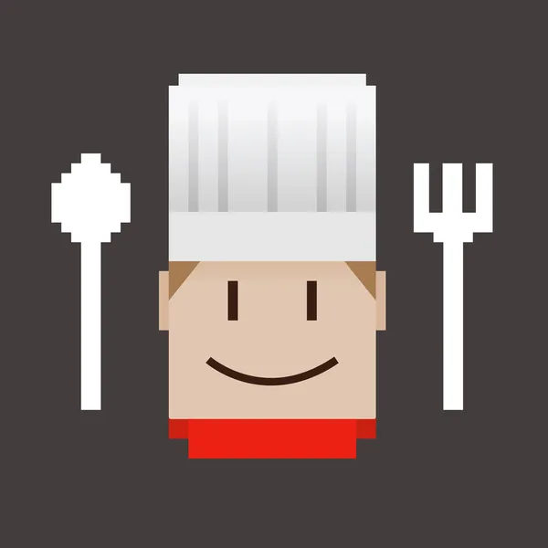 Icona Chef Pixel — Vettoriale Stock