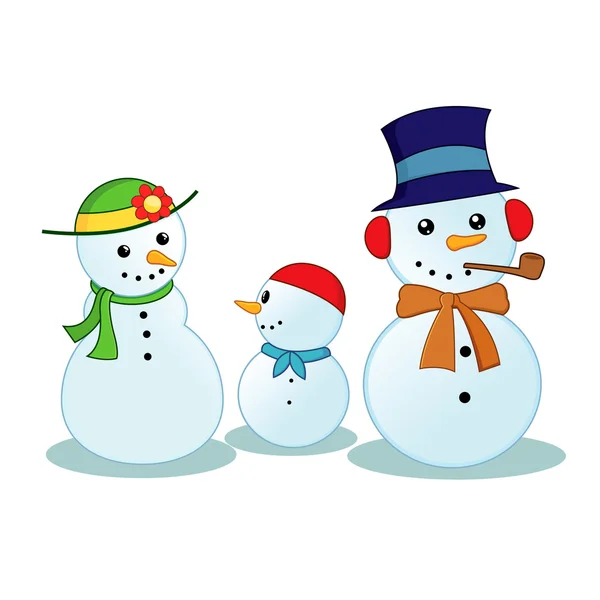 Snowman família —  Vetores de Stock