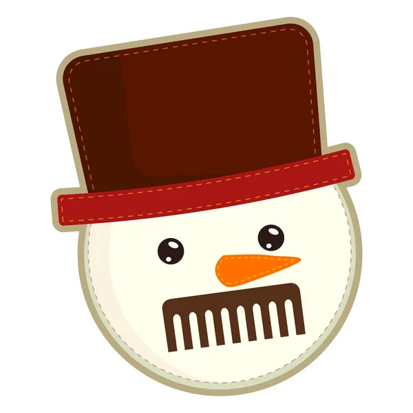 Hombre de nieve con bigote — Vector de stock