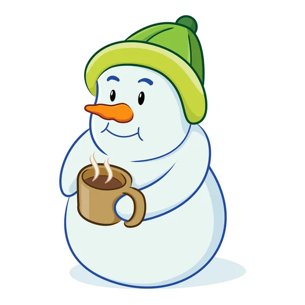 Snowman drinking coffee — Stock Vector