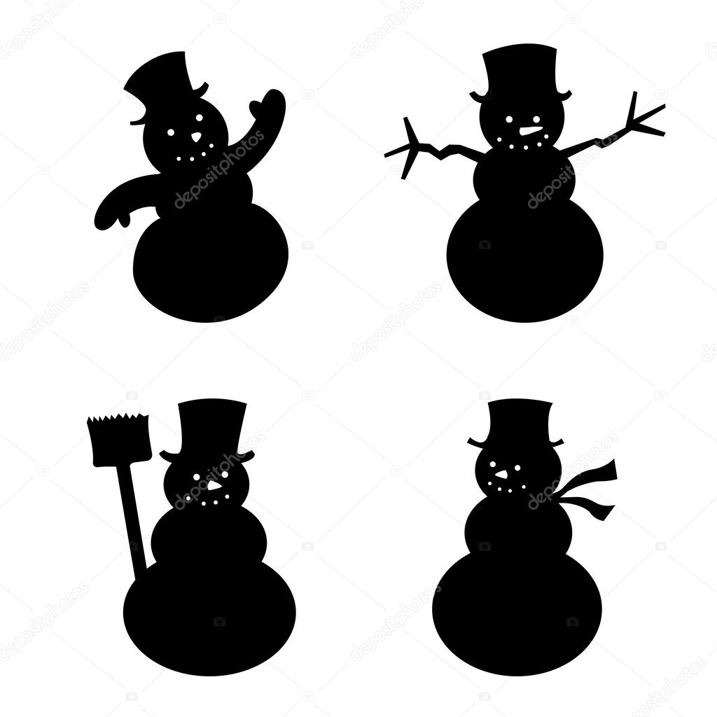Group of Snowman silhouette