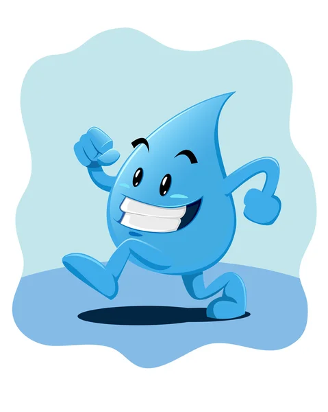 Water Droplet Mascot Cartoon Character — Stok Vektör