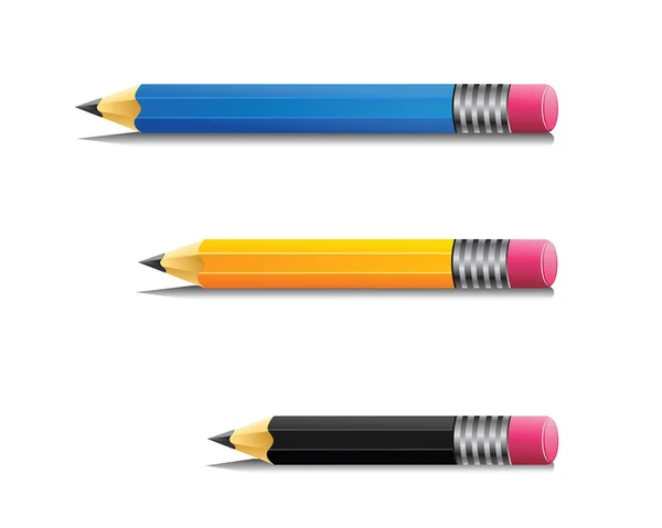 Vector Illustration of Three Different Size Pencils — Stok Vektör