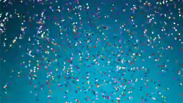 Confettis Tombant Sur Graidient Fond Bleu — Video