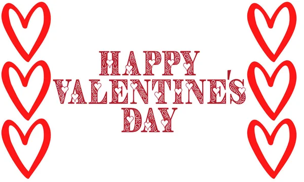 Valentijnsdag Kaart Met Rood Hart Decoratie Witte Achtergrond — Stockfoto