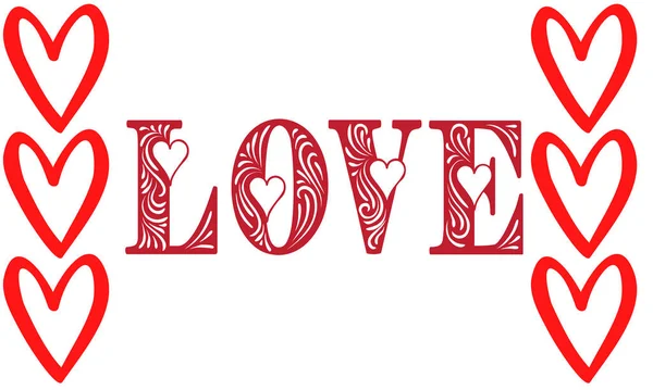 Love Text Romantic Heart Background — Stock Photo, Image