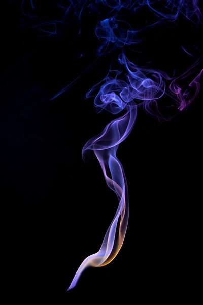 Abstract smoke: white or colorful on black and white isolated backgrounds