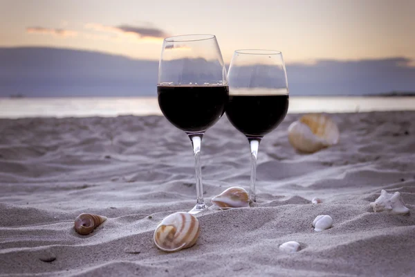 Romantic evening with glass of wine — Stock Photo, Image