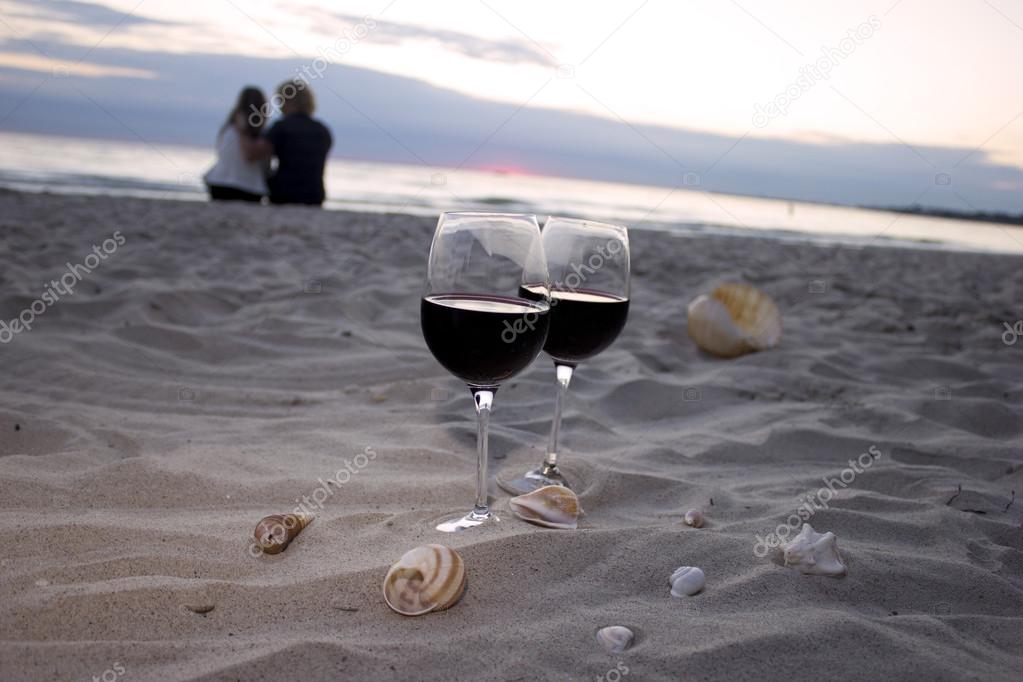 Romantic evening with glass of wine — Stock Photo © MariaMylnikova92