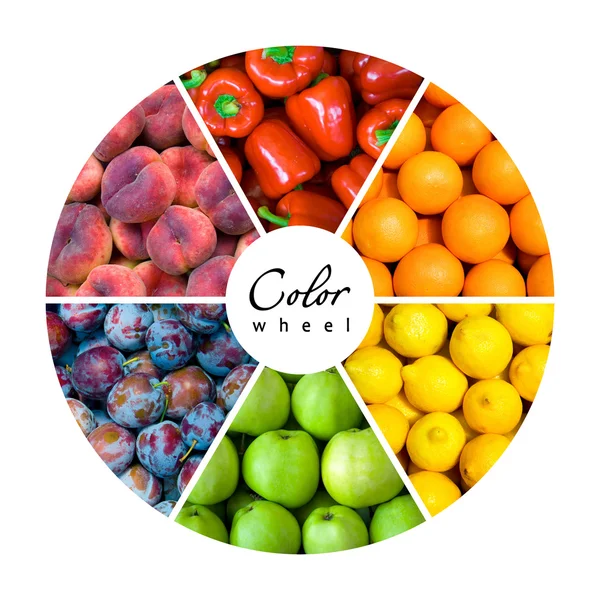 Roue de couleur fruits et légumes — Photo