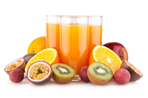 Tropisk juice med frukter — Stockfoto