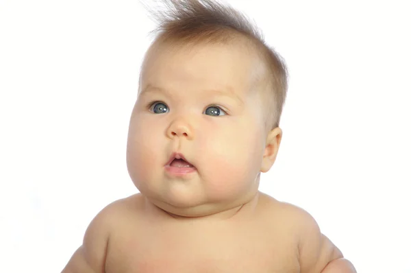 White caucasian Baby looking up isolated — Stock Photo, Image