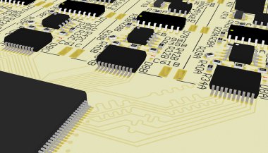 PCB sarı elemanları ile