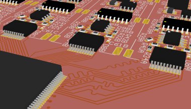 PCB kırmızı elemanları ile