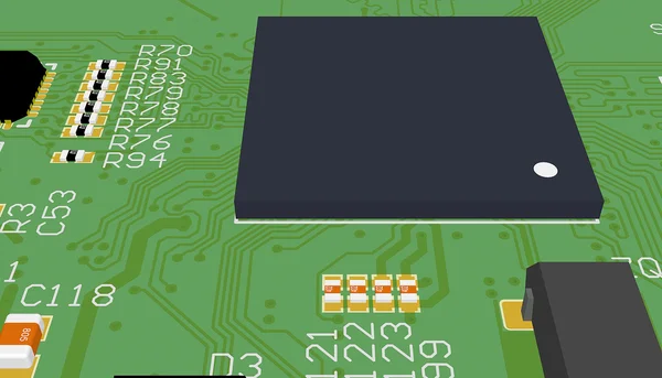 PCB green with elements — Stock Photo, Image