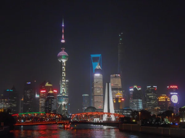 Vista notturna di Shangai — Foto Stock