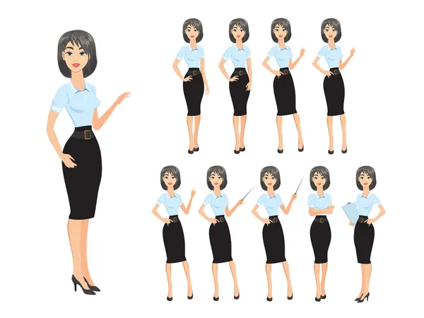 Chica en diferentes poses — Vector de stock